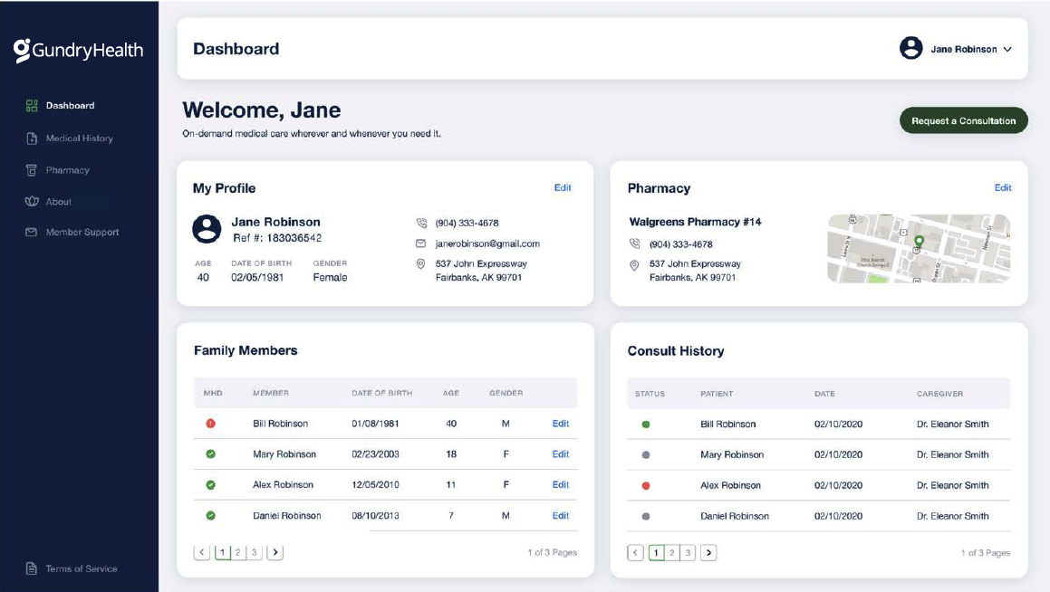 Gundry Health Gundry Health dashboard main