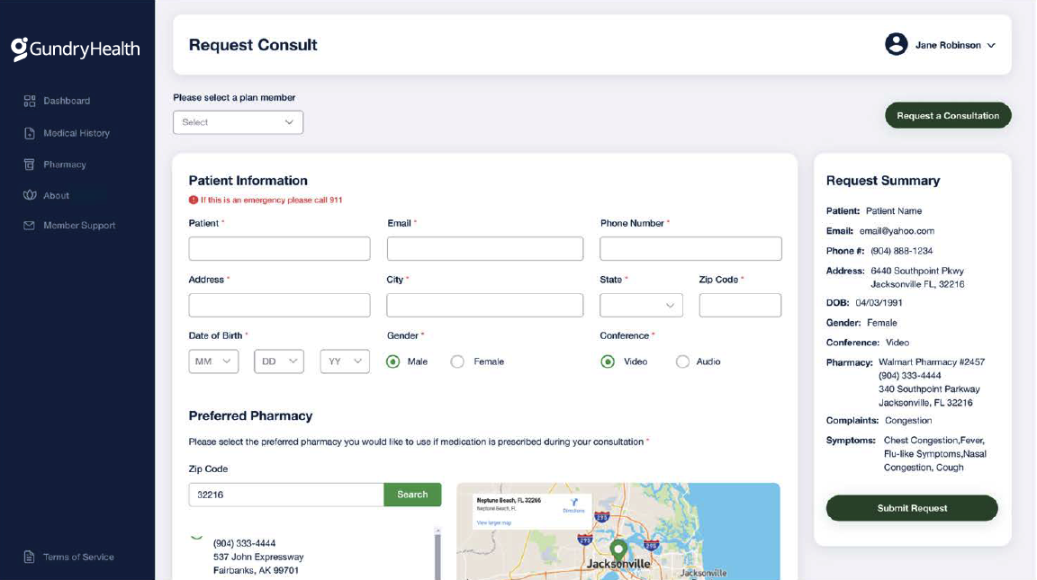 Gundry Health Gundry Health request consult dashboard