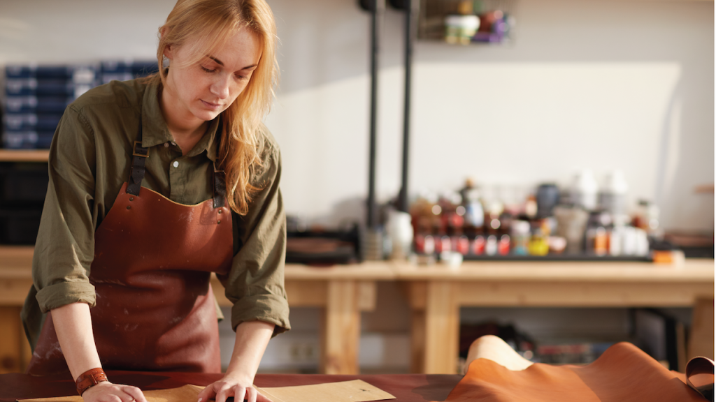 woman working with leather